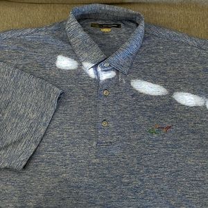 Greg Norman Play-Dry golf polo in heathered blue and white. Size XXL